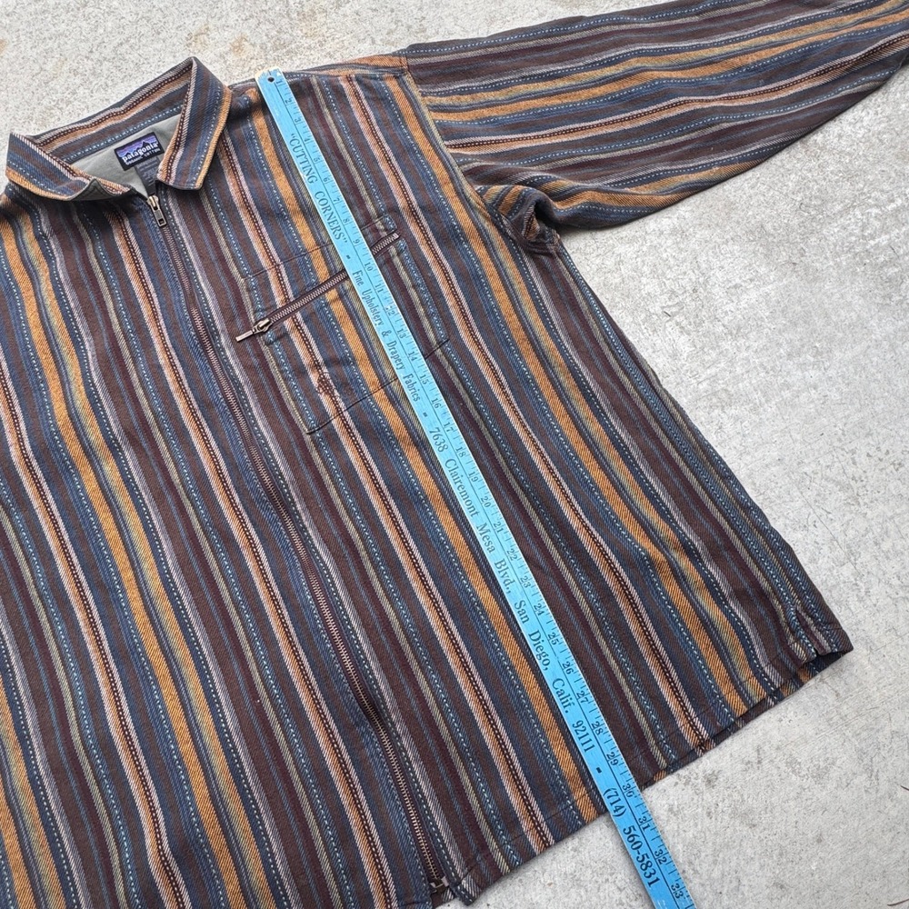 Patagonia Rythm Splitter Full Zip Stripe Shirt Jacket Mens XL Brown Blue Ochre - Picture 4 of 8